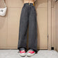 Girls Vintage Wide Leg Denim Pants - Solid Casual Trousers