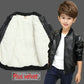 Boys PU Leather Jacket - Plus Velvet Warm Winter Coat