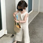 Girls Knitted Vest Wide Leg Pants Set - Breathable Summer Style