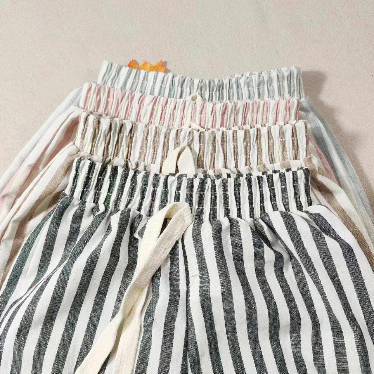 Kids Striped Cotton Blend Shorts - British Style Casual Pants