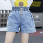 Girls High Waist Distressed Denim Shorts
