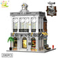 City Corner Coffee Shop Micro Blocks - Street View Architecture Set