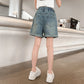 Girls Loose Fit Stretch Denim Shorts with Faux Flap Pockets