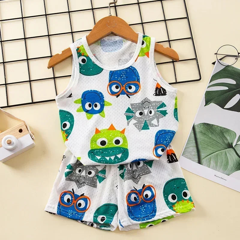 Kids Sleeveless Cotton Pajama Set - Summer Sleepwear