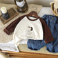 Kids Velvet Long Sleeve Base Shirt - Patched Color Round Neck Tee
