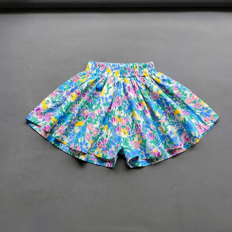 Girls Floral Wide Leg Summer Culotte Shorts