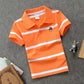 Boys Printed Polo Shirt - Cotton Blend Short Sleeve Lapel Top