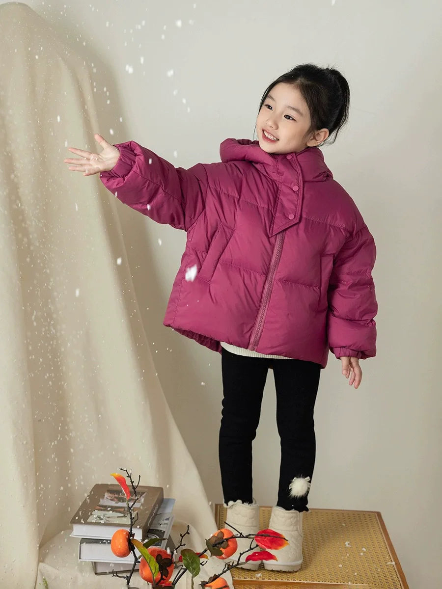Kids Hooded Cotton Padded Down Coat - Warm Winter Outerwear