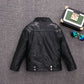 Girls Faux Leather Zip Jacket - Belted Biker Style
