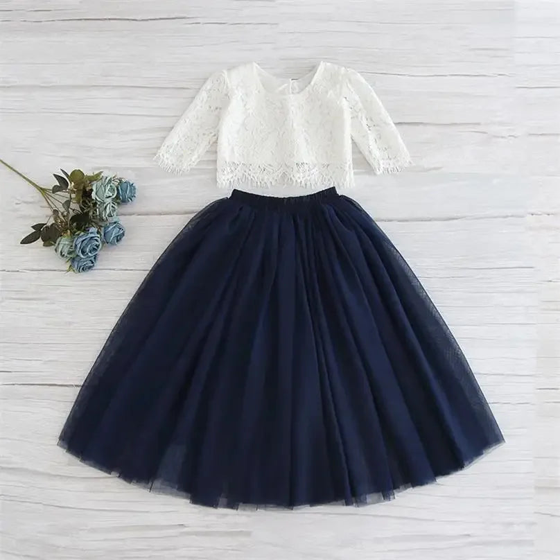 Girls Lace Top and Long Skirt Summer Outfit Set