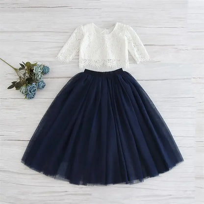 Girls Lace Top and Long Skirt Summer Outfit Set