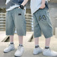 Teen Boys Embroidered Denim Shorts - Letter M Summer Style