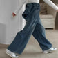 Girls Bow Detail Straight Leg Wide Leg Jeans