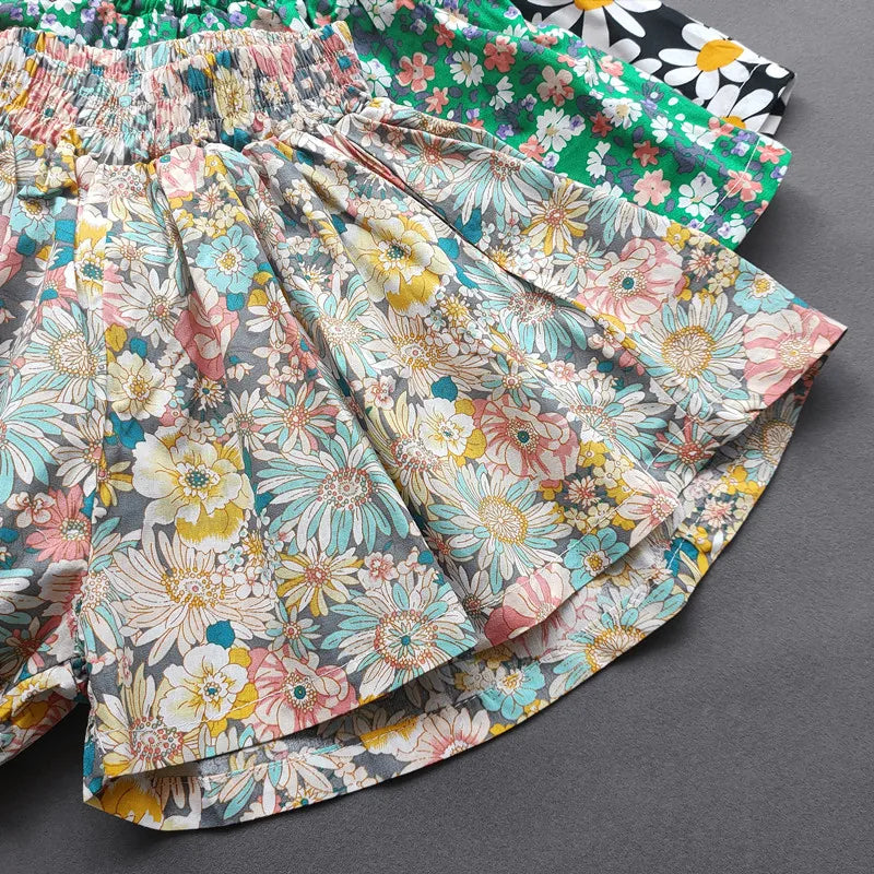 Girls Floral Wide Leg Summer Culotte Shorts