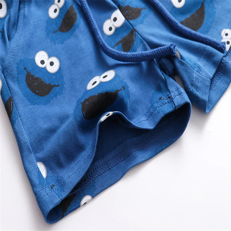 Kids Shark Print Drawstring Shorts - Cartoon Animal Summer Pant