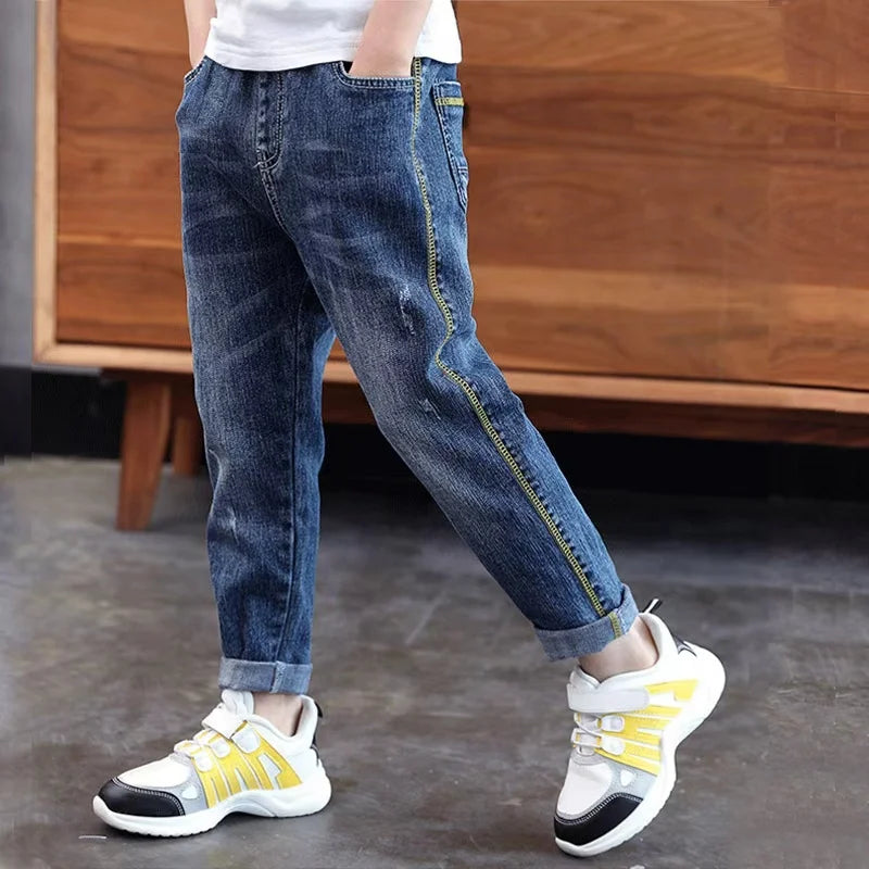 Boys Classic Denim Jeans - Slim Casual Bottoms for Kids