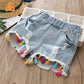 Girls Tassel Distressed Denim Shorts