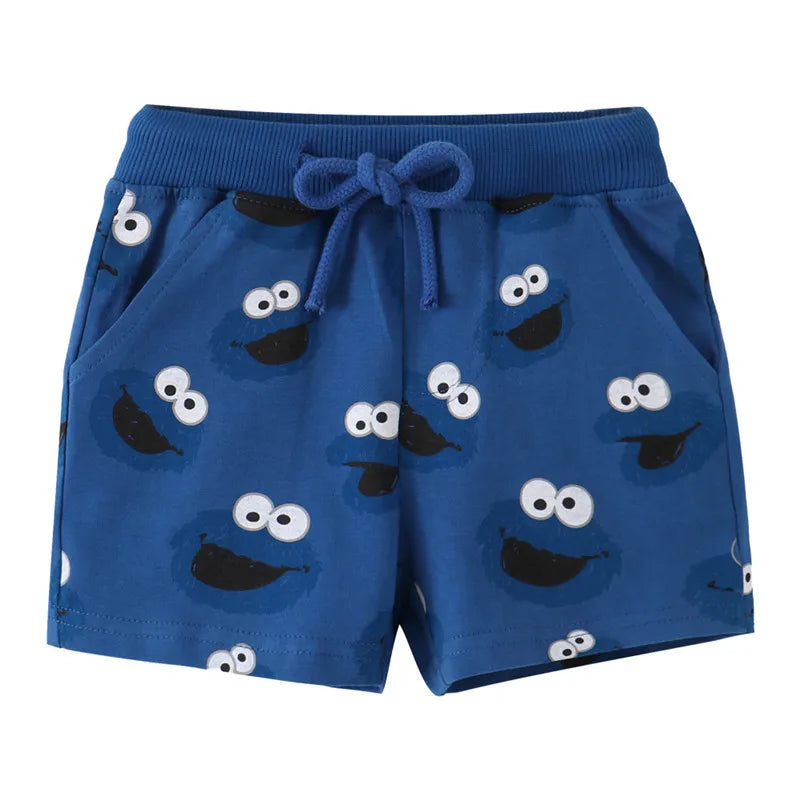 Kids Shark Print Drawstring Shorts - Cartoon Animal Summer Pant