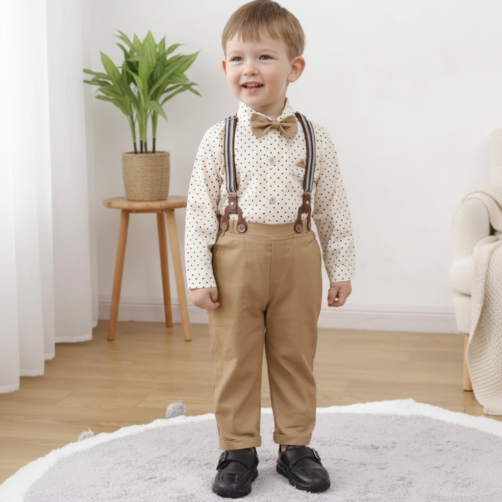 Toddler Boys Formal Bow Tie Suit - Shirt and Pant Party Outfit