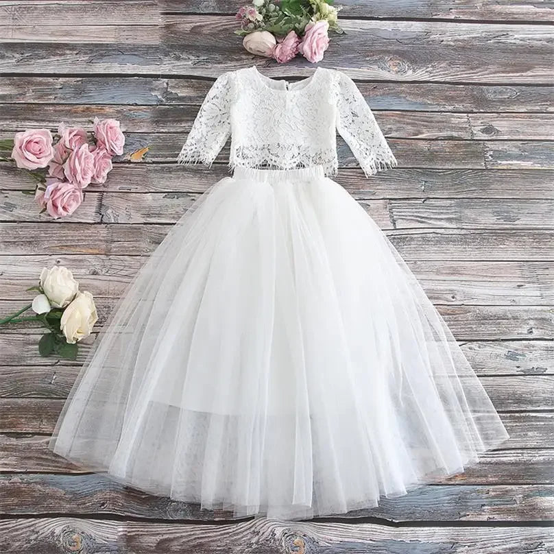 Girls Lace Top and Long Skirt Summer Outfit Set