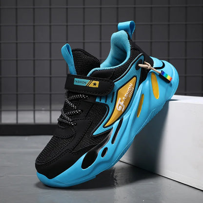 Kids Lightweight Mesh Walking Sneakers - Hook and Loop Casual Shoes