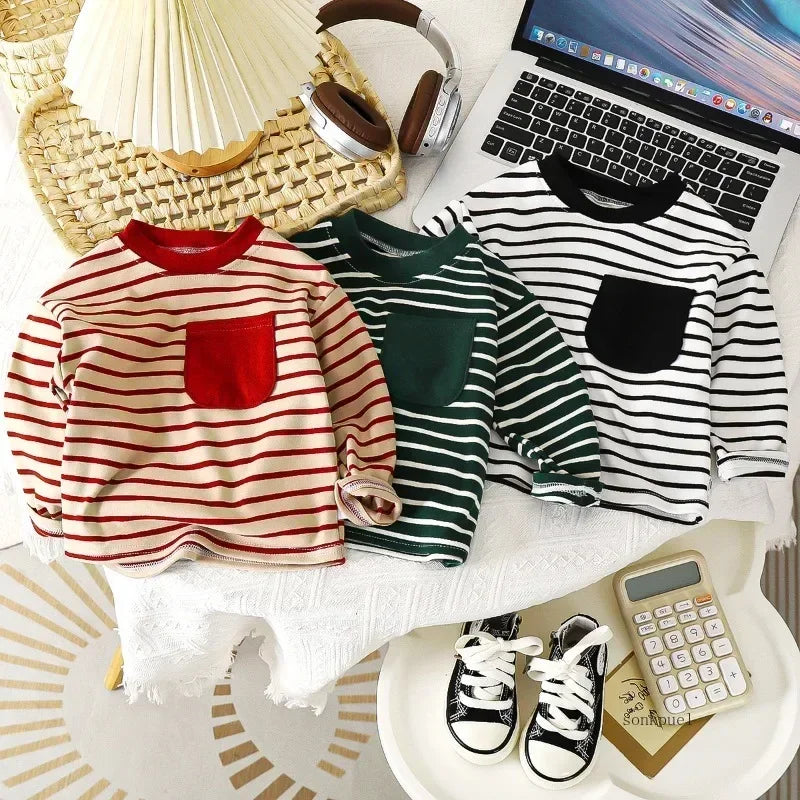 Baby Striped Long Sleeve T-Shirt - Warm Casual Autumn Top