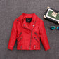 Girls Faux Leather Zip Jacket - Belted Biker Style