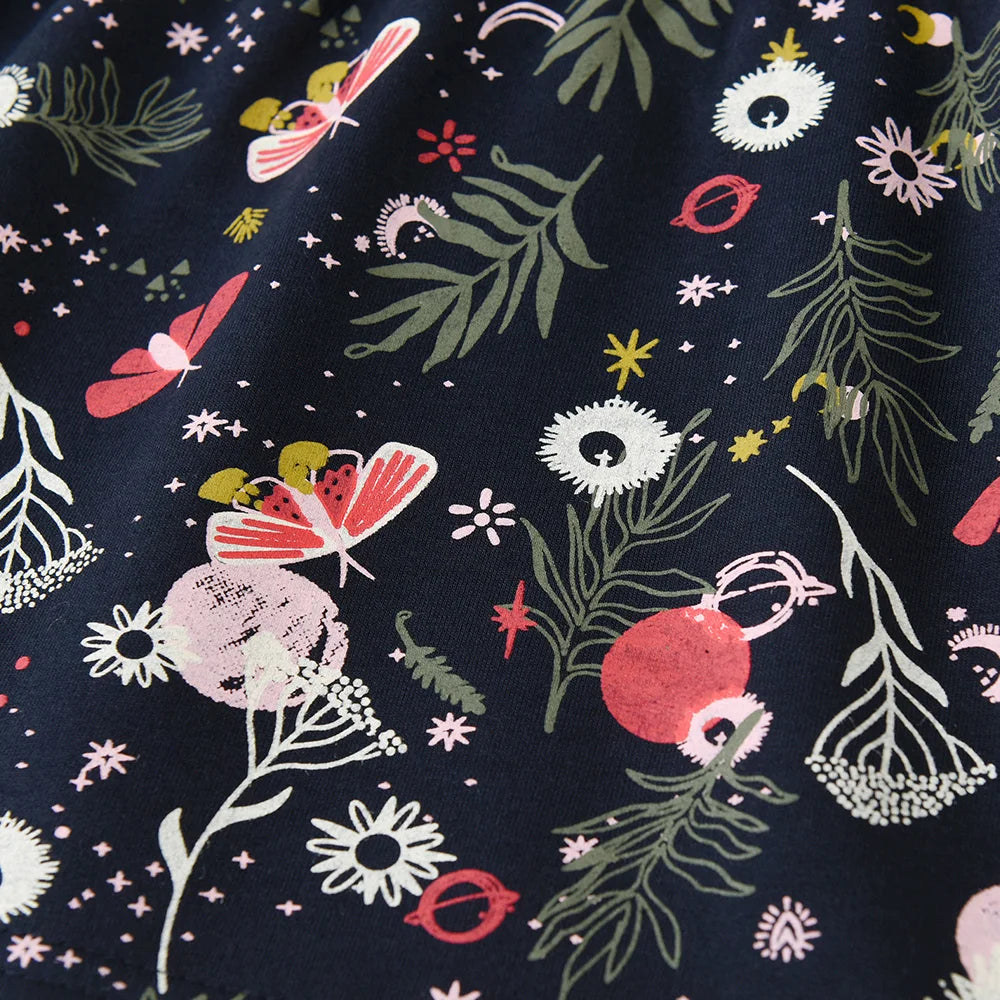 Girls Floral Long Sleeve Winter Dress - Warm Cotton Style