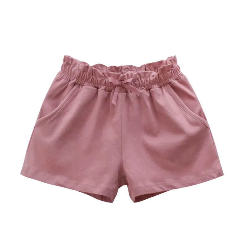 Girls Solid Cotton Casual Summer Shorts