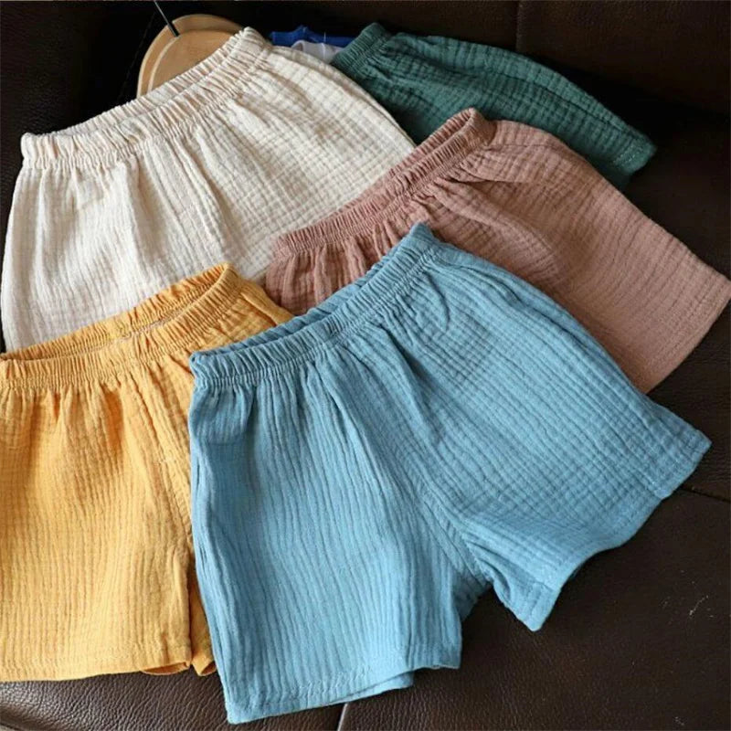 Baby Cotton Linen Summer Shorts - Thin Solid Color Pant