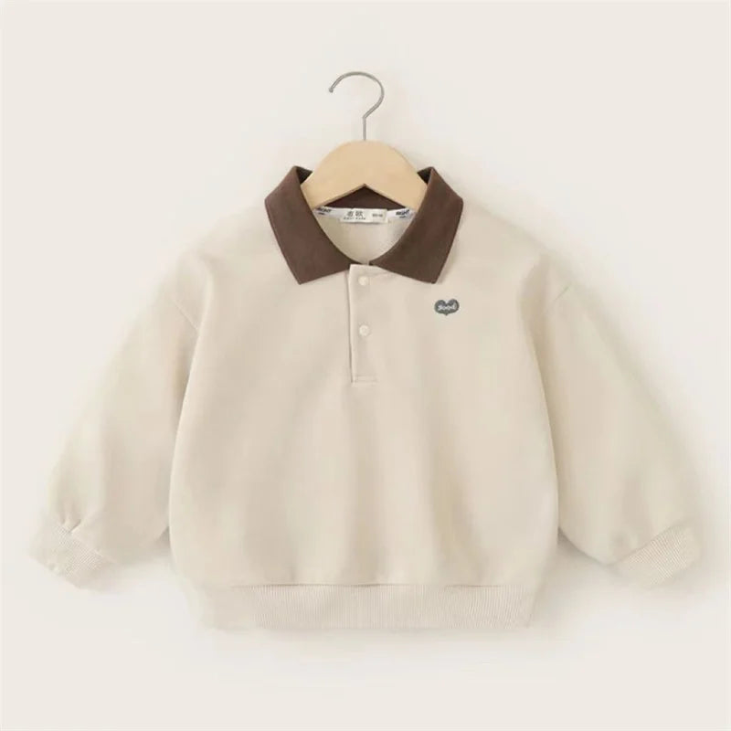 Boys Polo Collar Pullover Sweater - Long Sleeve Letter Jumper