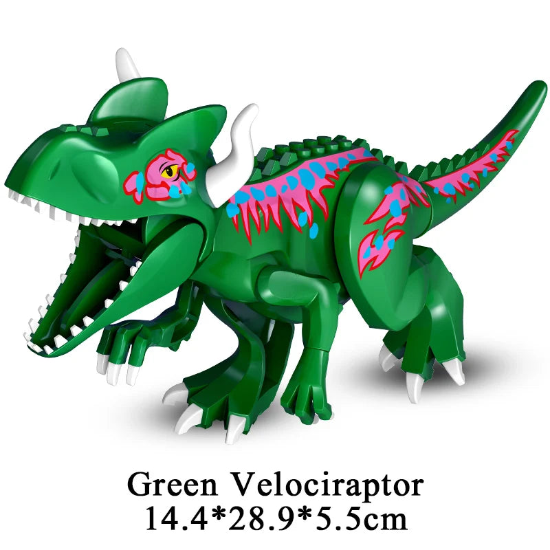 Jurassic Dinosaur Building Blocks Set - Raptor and T-Rex Figure Bricks