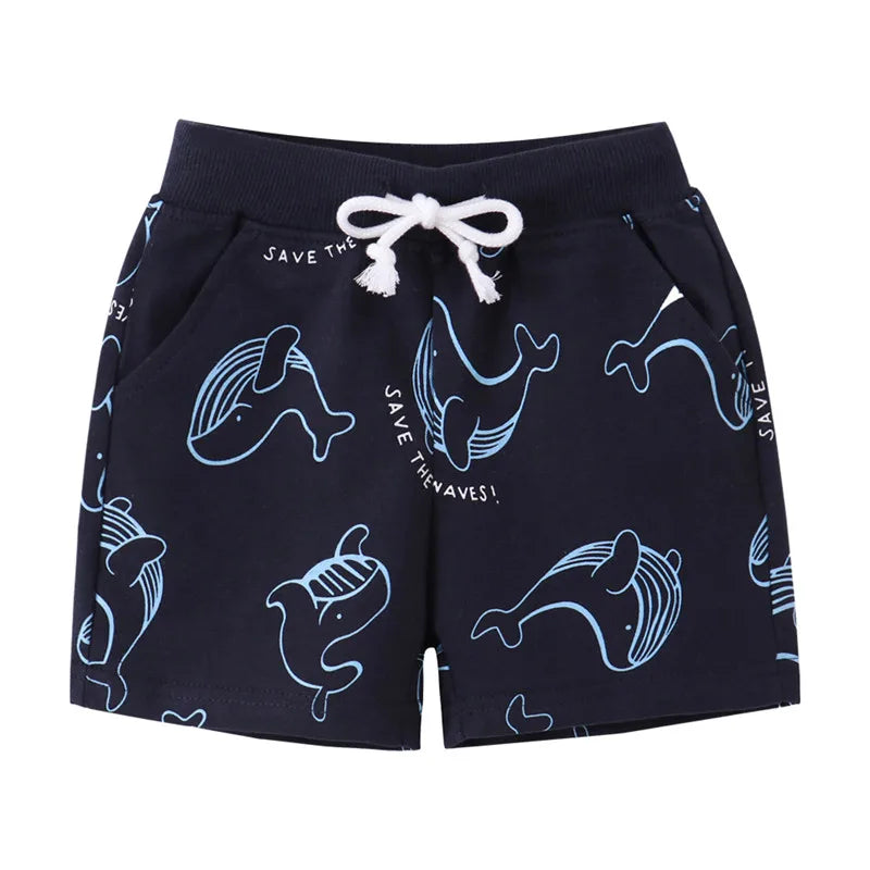 Boys Dinosaur Print Drawstring Shorts - 2-7T Summer Trousers