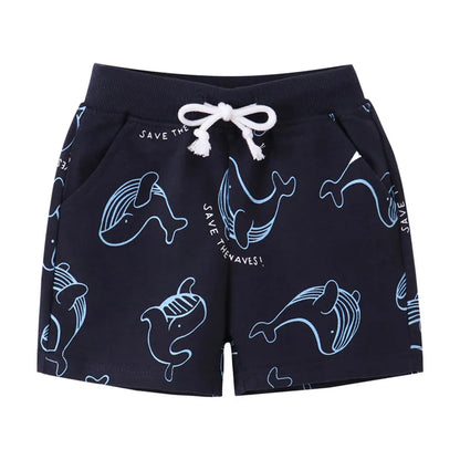 Boys Dinosaur Print Drawstring Shorts - 2-7T Summer Trousers