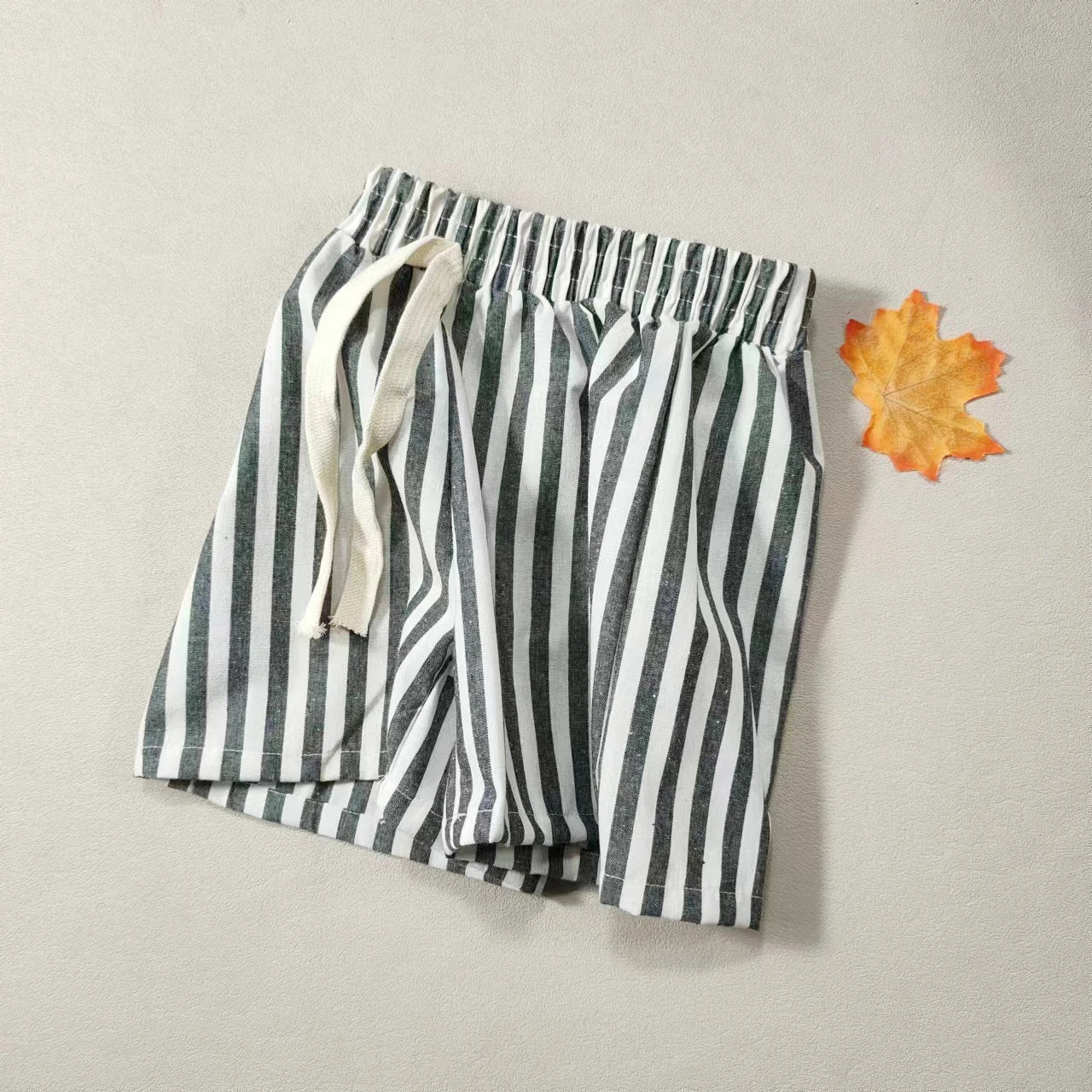 Kids Striped Cotton Blend Shorts - British Style Casual Pants