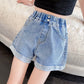 Girls High Waist Distressed Denim Shorts