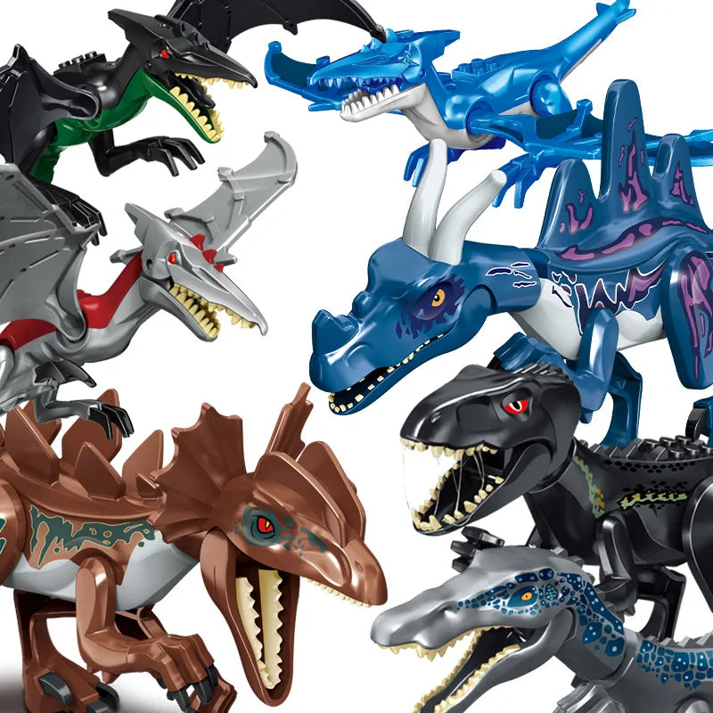 Jurassic Dinosaur Building Blocks Set - Raptor and T-Rex Figure Bricks